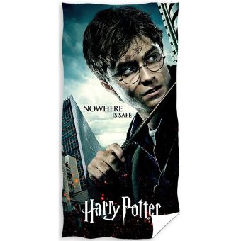 Dětská plážová osuška HARRY POTTER NEBEZPEČÍ ČÍHÁ VŠUDE, černo-šedá, froté, 70x140cm