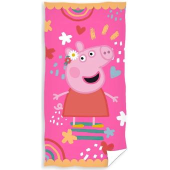 Dětská plážová osuška PRASÁTKO PEPINA (PEPPA) BAREVNÝ SVĚT, růžová, froté, 70x140cm