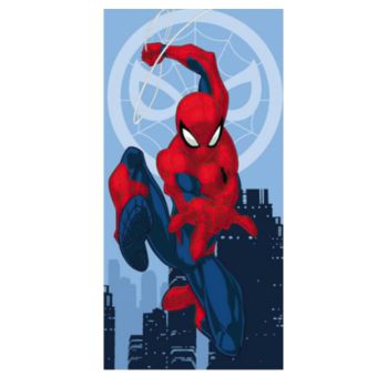 Dětská plážová osuška SPIDERMAN JUMP 03, modrá, froté, 70x140cm