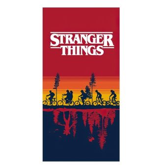Dětská plážová osuška STRANGER THINGS, červeno-modrá, froté, 70x140cm
