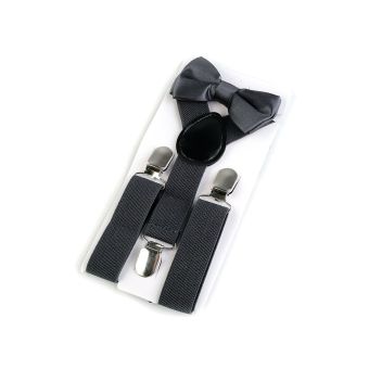 Dětská společenská chlapecká sada (2-6 let), motýlek a šle 650332/03, šedá