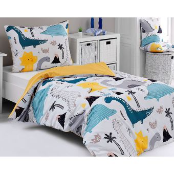 Dětské povlečení Matějovský DINOSAUŘI, bílé, bavlna hladká, 140x200cm + 70x90cm 