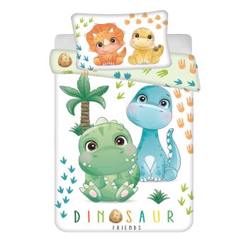 Dětské povlečení do postýlky DINO 02 BABY, bílo-zelenkavé, bavlna hladká, 100x135cm + 40x60cm