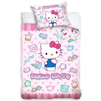 Dětské povlečení do postýlky HELLO KITTY SLADKÉ SNĚNÍ, růžové, bavlna hladká, 100x135cm + 40x60cm 