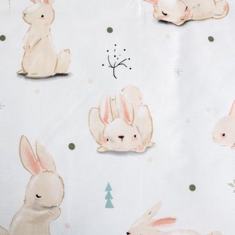 Dětské povlečení do postýlky KRÁLÍČCI BABY, bílé, bavlna hladká, 100x135cm + 40x60cm