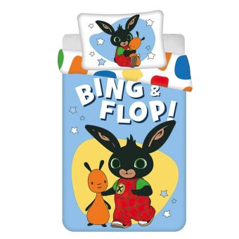 Dětské povlečení do postýlky KRÁLÍČEK BING FLOP BABY, modré, bavlna hladká, 100x135cm + 40x60cm 