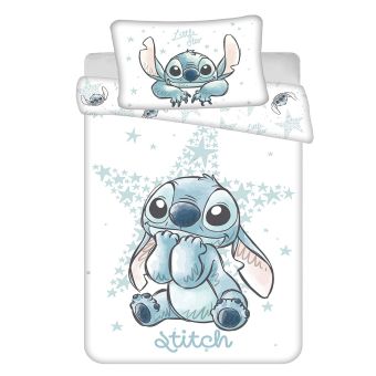Dětské povlečení do postýlky LILO AND STITCH WHITE STAR BABY, bílé, bavlna hladká, 100x135cm + 40x60cm