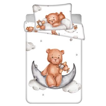 Dětské povlečení do postýlky MEDVÍDEK PLANE BABY, bílé, bavlna hladká, 100x135cm + 40x60cm