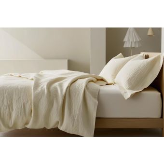 Dětské povlečení do postýlky Prem MUŠELÍN PREMIUM KRÉMOVÉ, jednobarevné, mušelín, 100x135cm + 40x60cm