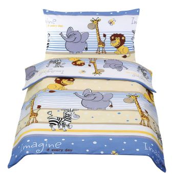 Dětské povlečení do postýlky SAFARI MODRÉ, bavlna hladká, 100x135cm + 45x60cm