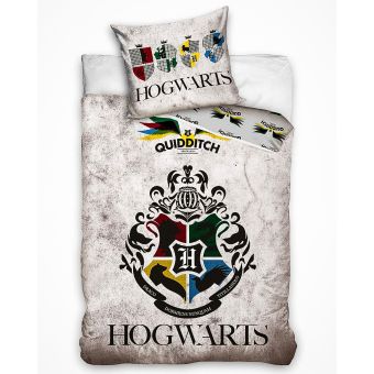 Dětské povlečení HARRY POTTER FAMFRPÁLOVÉ TÝMY, šedé, bavlna hladká, 140x200cm + 70x90cm 