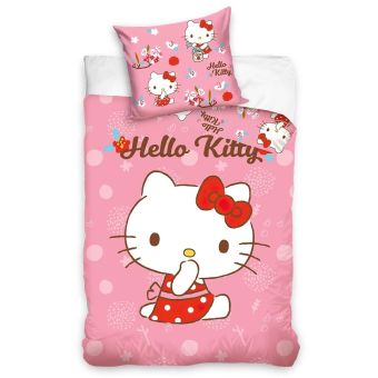 Dětské povlečení HELLO KITTY MALÁ MLSALKA, růžové, bavlna hladká, 100x135cm + 40x60cm 