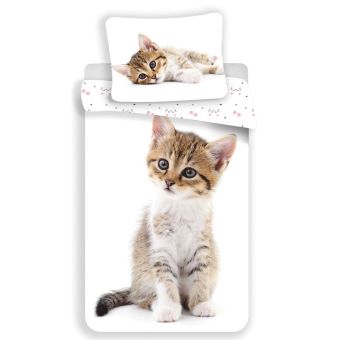Dětské povlečení KITTEN WHITE, bílé, bavlna hladká, 140x200cm + 70x90cm 