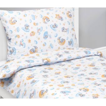 Dětské povlečení KOALA MĚSÍC, HVĚZDA MODRÁ, bavlna hladká, 140x200cm + 70x90cm 