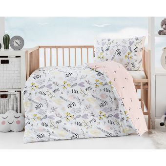 Dětské povlečení Matějovský do postýlky AMELIE BABY, florální vzor se srdíčky, bílé, bavlna hladká (více rozměrů)