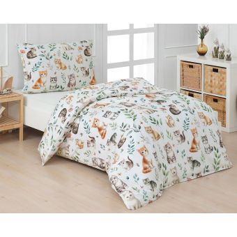 Dětské povlečení Matějovský KITTY, kočky, bílé, bavlna hladká digitál, 140x200cm + 70x90cm