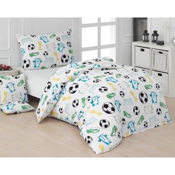 Dětské povlečení Matějovský SPORTY, fotbalový motiv, bílé, bavlna hladká, 140x200cm + 70x90cm
