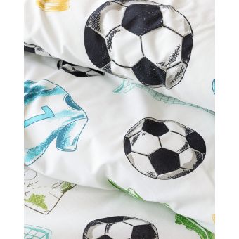 Dětské povlečení Matějovský SPORTY, fotbalový motiv, bílé, bavlna hladká, 140x200cm + 70x90cm