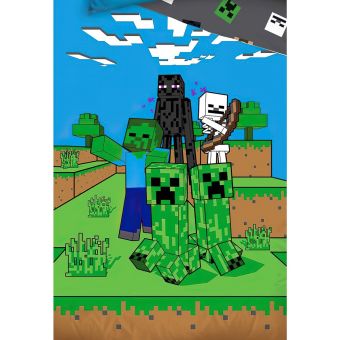 Dětské povlečení MINECRAFT MOB MONSTERS, modro-zelené, bavlna hladká, 140x200cm + 70x90cm 