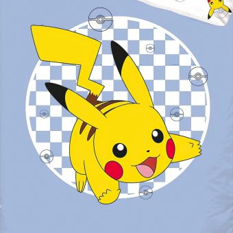 Dětské povlečení POKÉMON JEDINEČNÝ PIKACHU, světle modré, bavlna hladká, 140x200cm + 70x90cm 