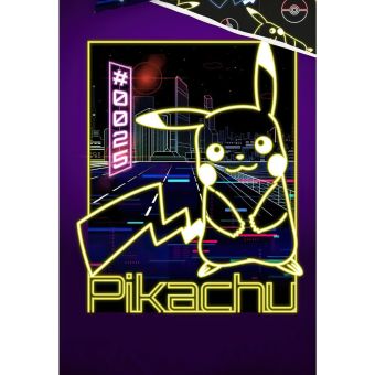 Dětské povlečení POKÉMON PIKACHU NEONOVÁ SHOW SVÍTÍCÍ EFEKT, tmavě fialové, bavlna hladká, 140x200cm + 70x90cm 