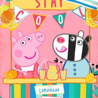 Dětské povlečení PRASÁTKO PEPINA (PEPPA) LIMONÁDOVÝ STÁNEK, růžové, bavlna hladká, 140x200cm + 70x90cm 