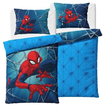 Dětské povlečení SPIDERMAN VRACÍ ÚDER, modré, bavlna hladká, 140x200cm + 70x90cm
