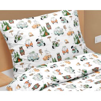 Dětské povlečení STANOVÁNÍ, zelené, bavlna hladká, 140x200cm + 70x90cm 