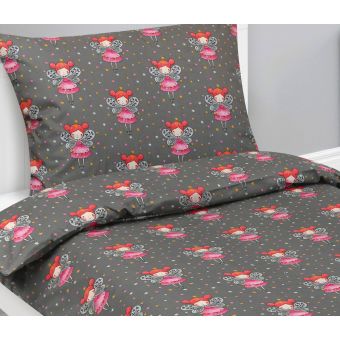 Dětské povlečení VÍLA ŠEDÁ, RŮŽOVÁ, bavlna hladká, 140x200cm + 70x90cm 