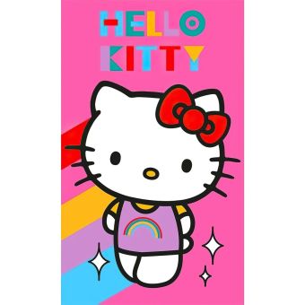 Dětský froté ručník HELLO KITTY RAINBOW, tmavě růžový 30x50cm