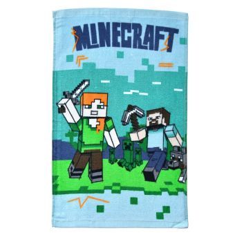 Dětský froté ručník MINECRAFT VZHŮRU DO BOJE, modrý 30x50cm