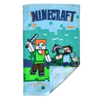 Dětský froté ručník MINECRAFT VZHŮRU DO BOJE, modrý 30x50cm