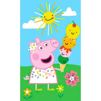 Dětský froté ručník PRASÁTKO PEPINA (PEPPA) ZMRZLINOVÁ PYRAMIDA, zeleno-modrý, 30x50cm