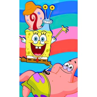 Dětský froté ručník SPONGEBOB S PATRICKEM A GARYM, duhový 30x50cm