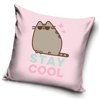 Dětský polštářek / povláček KOČIČKA PUSHEEN STAY COOL, růžový 40x40cm (více variant výplně)