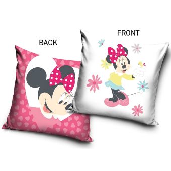 Dětský polštářek MINNIE S MALÝM KANÁRKEM, růžovo-bílý, 40x40cm
