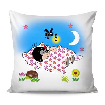 Dětský polštářek KRTEK A POČÍTADLO (Krteček), bílý, 40x40cm