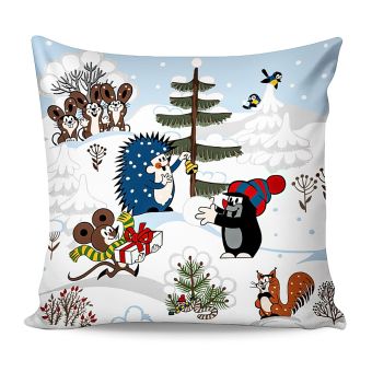 Dětský polštářek KRTEK A ZIMA (Krteček), bílý, 40x40cm