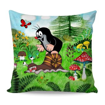 Dětský polštářek KRTEK V LESE (Krteček), zelený, 40x40cm