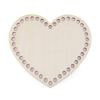 Dno na pletení / výrobu košíků 880003 dřevěné srdce, přírodní světlá, 15x17 cm