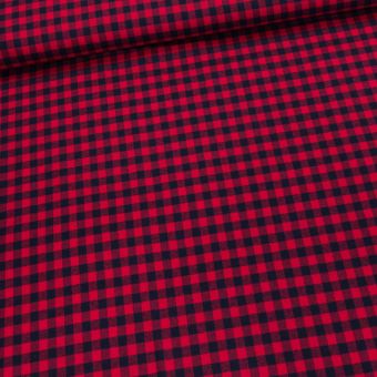 Flanel směsový tkaný / oboustranný, červeno-černá kostička, š.150cm (látka v metráži)