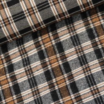 Flanel tkaný / barchet, oboustranný 30, černo-hnědé káro, š.150cm (látka v metráži)