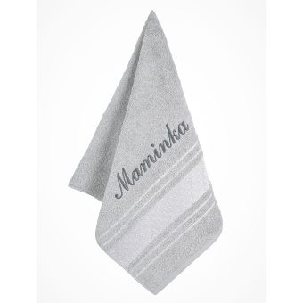 Froté ručník S VÝŠIVKOU MAMINKA, světle šedý, 50x100cm
