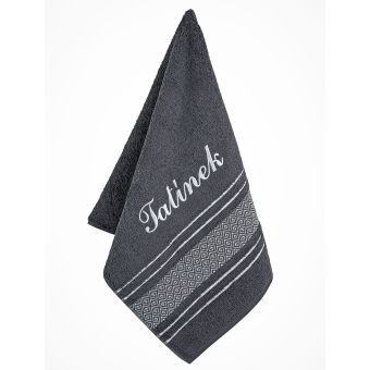 Froté ručník S VÝŠIVKOU TATÍNEK, tmavě šedý, 50x100cm