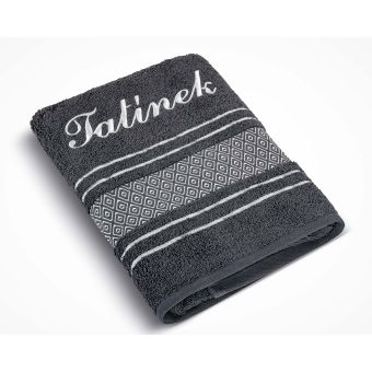 Froté ručník S VÝŠIVKOU TATÍNEK, tmavě šedý, 50x100cm