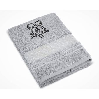 Froté ručník S VÝŠIVKOU ZNAMENÍ ZVĚROKRUH BLÍŽENCI, šedý, 50x100cm