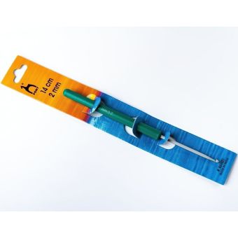 Háček na háčkování PONY, hliník / teflon s plastovou ručkou 46601, velikost 2mm, délka 14cm