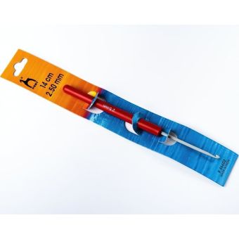 Háček na háčkování PONY, hliník / teflon s plastovou ručkou 46602, velikost 2,5mm, délka 14cm