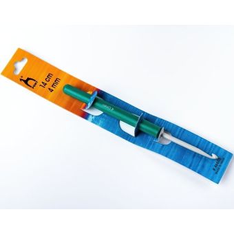 Háček na háčkování PONY, hliník / teflon s plastovou ručkou 46605, velikost 4mm, délka 14cm