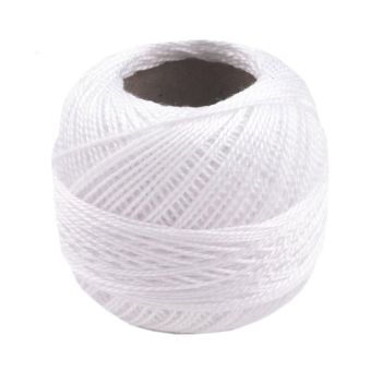 Háčkovací / vyšívací příze PERLOVKA 001 bílá, jednobarevná, 10g/85m